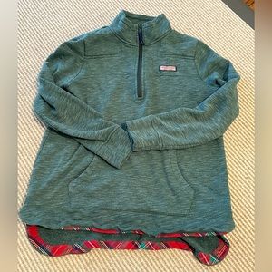 Worn 1X-Women’s Small Vineyard Vines Green Half Zip Sweatshirt, Long Sleeved Top